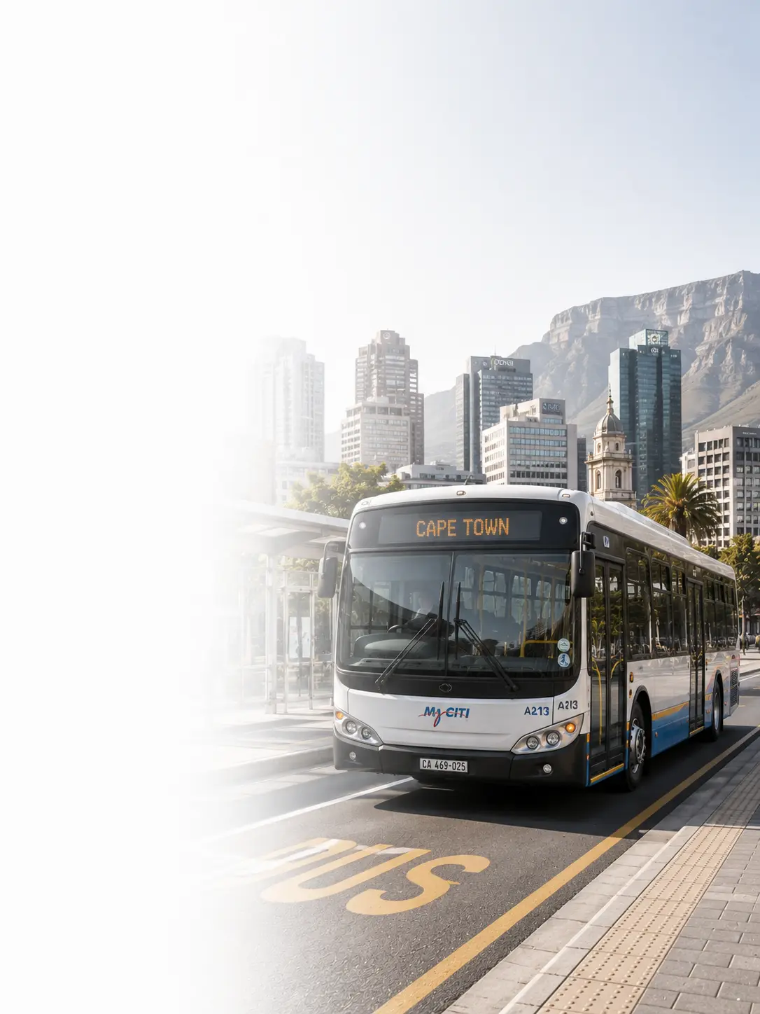 Passenger minibus picking up riders