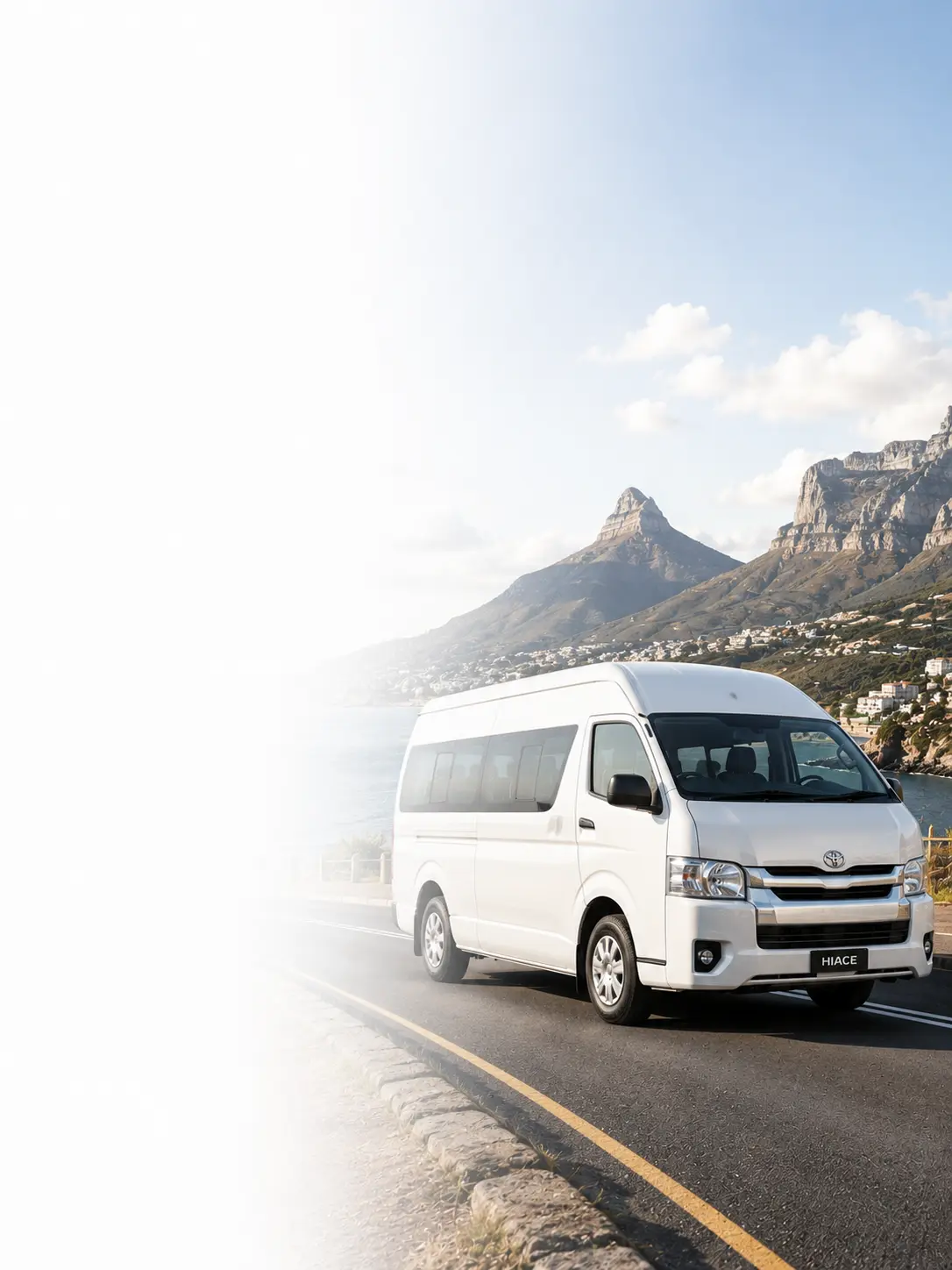 Scenic coastal route with vehicle